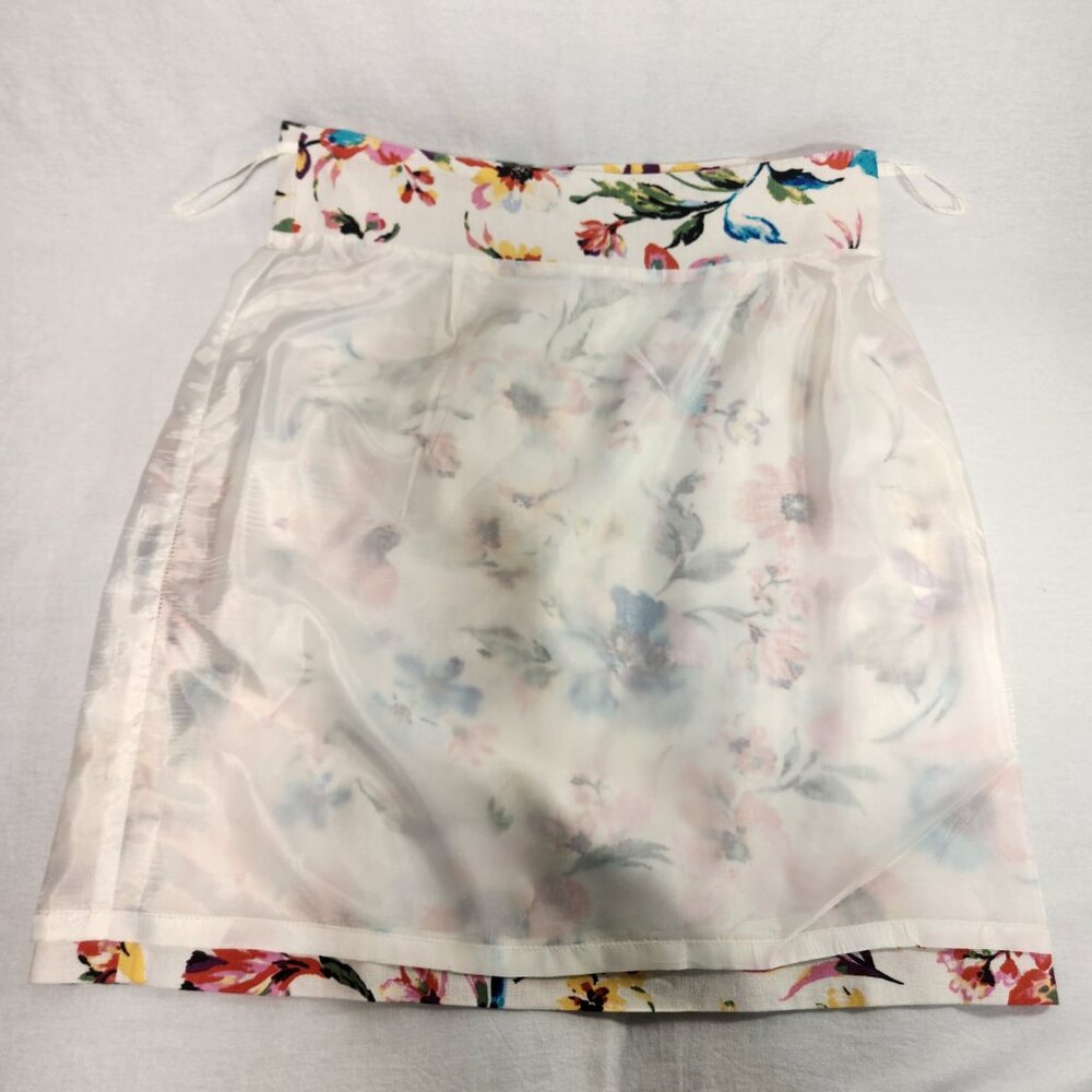 ISABELLA DeMARCO Feminine Romantic Linen Blend Ivory Floral Print Skirt Size 12. - Picture 10 of 16